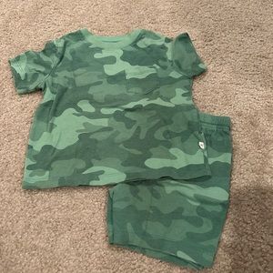 Baby Gap Green Camo Shorts With Short Sleeve Matching Set